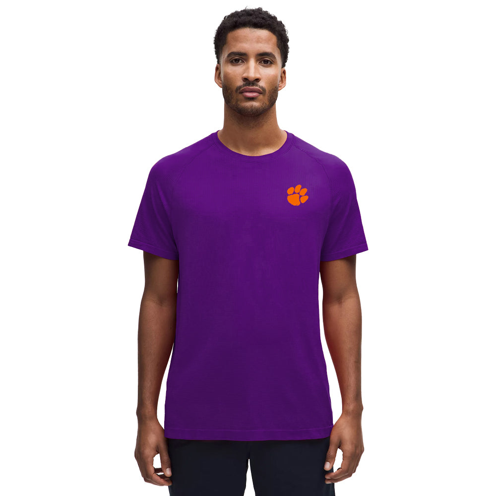 Clemson lululemon Metal Vent Tech Silicone Paw Short Sleeve Shirt - PURPLE