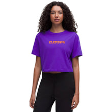 Clemson lululemon Women's Paw Hammer All Yours Organic Cotton Cropped T-Shirt - PURPLE