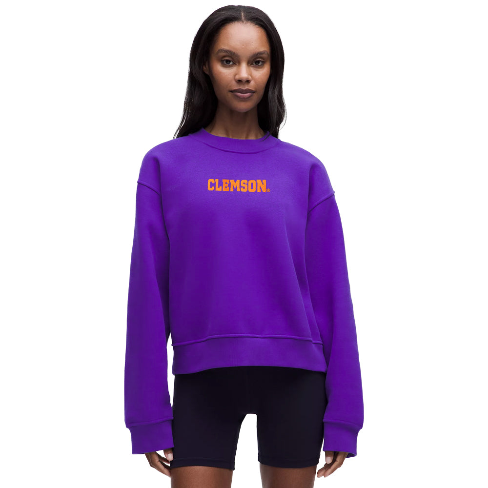 Clemson lululemon Women's Paw Hammer Steady State Oversized Crew - PURPLE