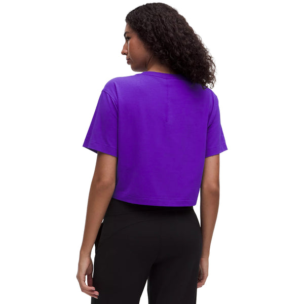 Clemson lululemon Women's Paw Hammer All Yours Organic Cotton Cropped T-Shirt - PURPLE