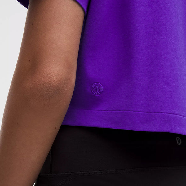 Clemson lululemon Women's Paw Hammer All Yours Organic Cotton Cropped T-Shirt - PURPLE