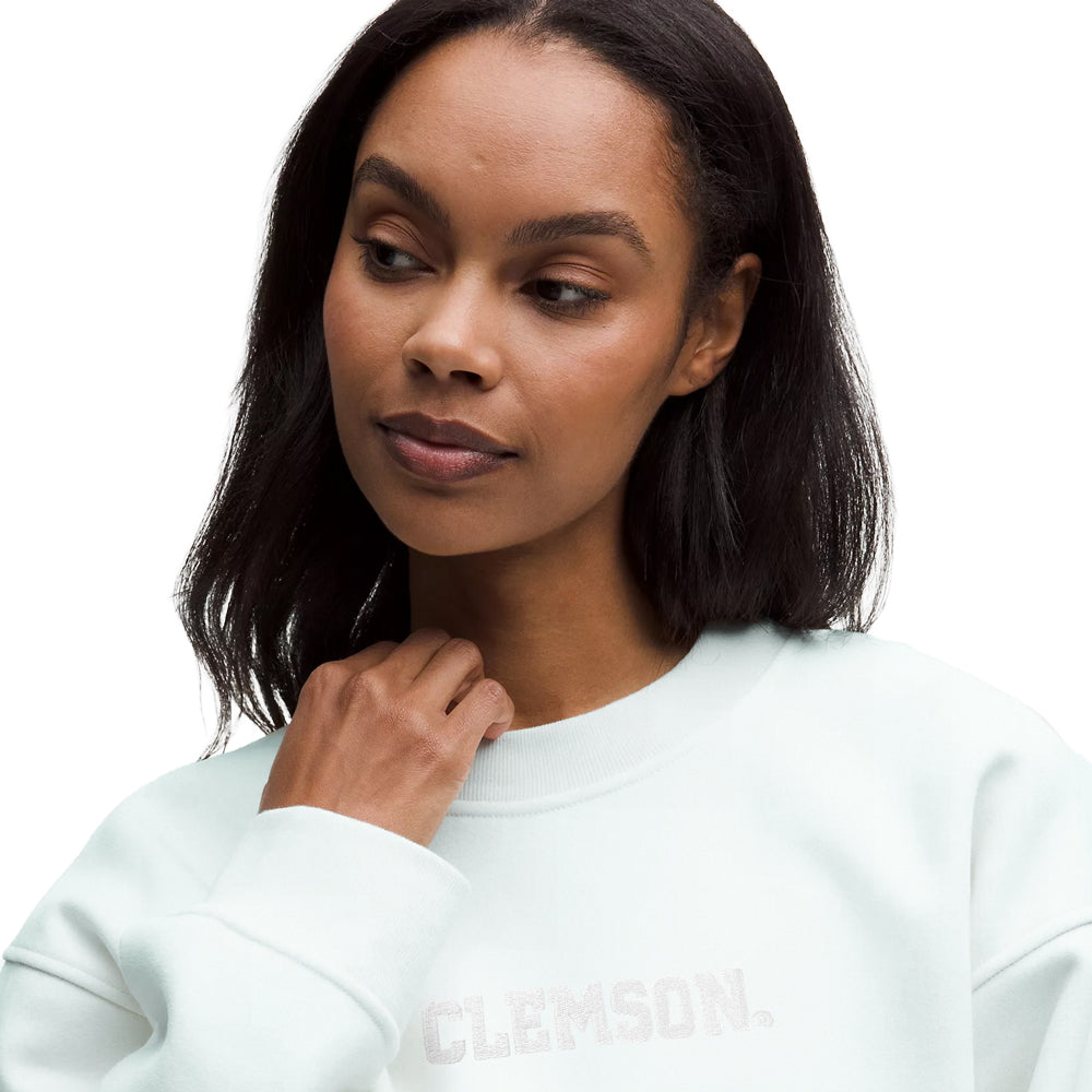 Clemson lululemon Women's Paw Hammer Steady State Oversized Tonal Crew - LT BLUE