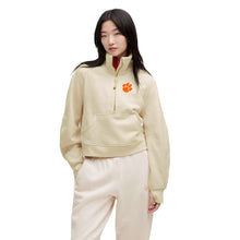 Clemson lululemon Women's Scuba Funnel Neck Gold Zipper Half Zip - IVORY