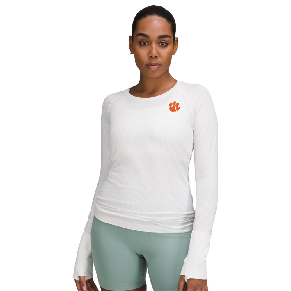 Clemson lululemon Women's White Swiftly Tech Long Sleeve Shirt 2.0