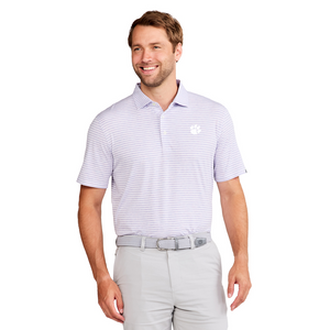 Clemson tasc Performance Stripe Polo - LT PURPLE