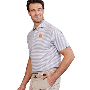 Clemson tasc Performance Stripe Polo - SILVER