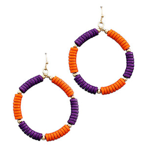 College Color Bead Circle Earrings