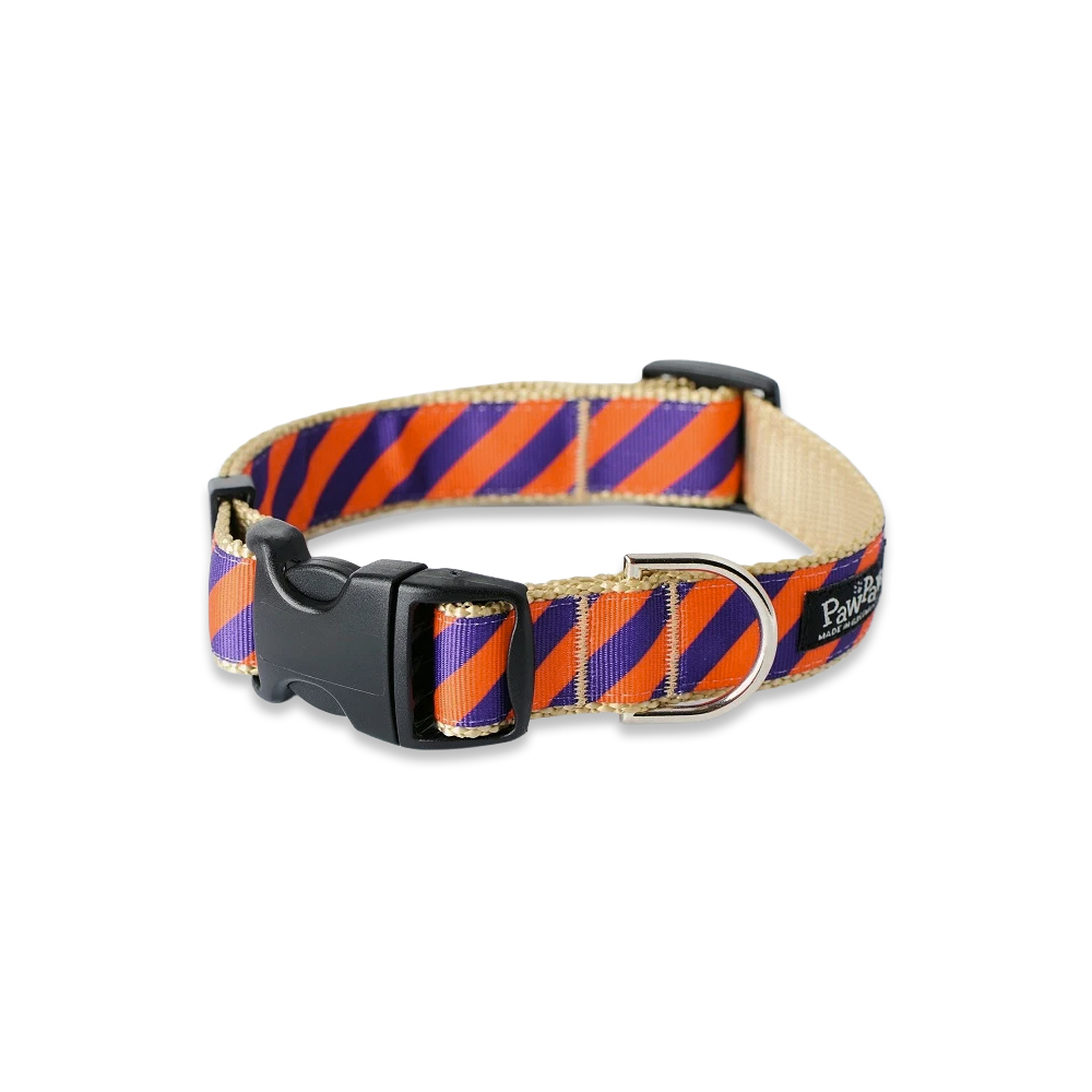 Diagonal Stripe Dog Collar - ORANGE