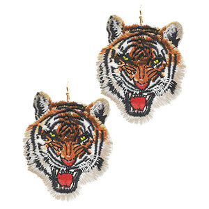 Embroidery Tiger Patch Earrings