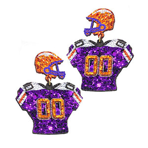 Glitter Jersey Helmet Earrings