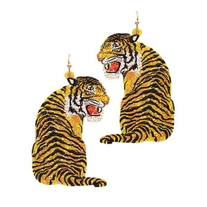 Glitter Sitting Tiger Earrings