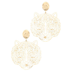 Gold Open Filigree Tiger Earrings