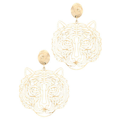 Gold Open Filigree Tiger Earrings