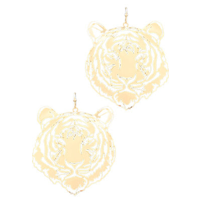 Gold Tiger Filigree Earrings