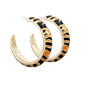 Large Enamel Tiger Print Hoop Earrings