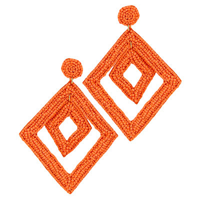 Orange Double Diamond Beaded Earrings