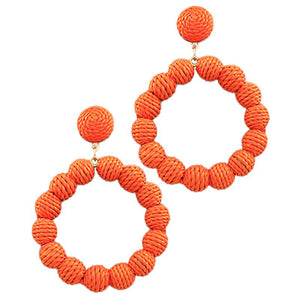 Orange Wrapped Bead Ball Earrings