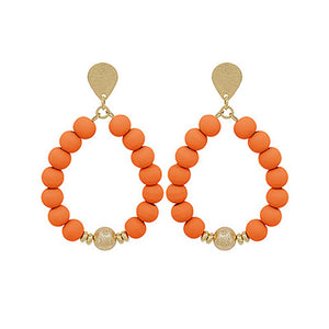Orange and Gold Clay Ball Accent Earrings