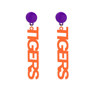 Orange and Purple Tigers Dangle Earrings