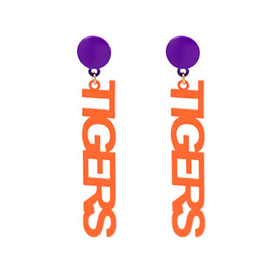 Orange and Purple Tigers Dangle Earrings