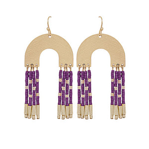 Purple Metal Arch Bead Earrings
