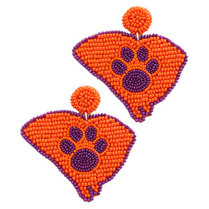 SC State Beaded Paw Earrings