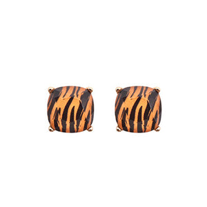 Square Epoxy Tiger Stripe Earrings