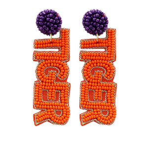 Tiger Beaded Letter Earrings