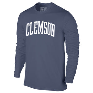 Tiger Sports Shop Long Sleeve Arch Pigment Dye Tee - DENIM
