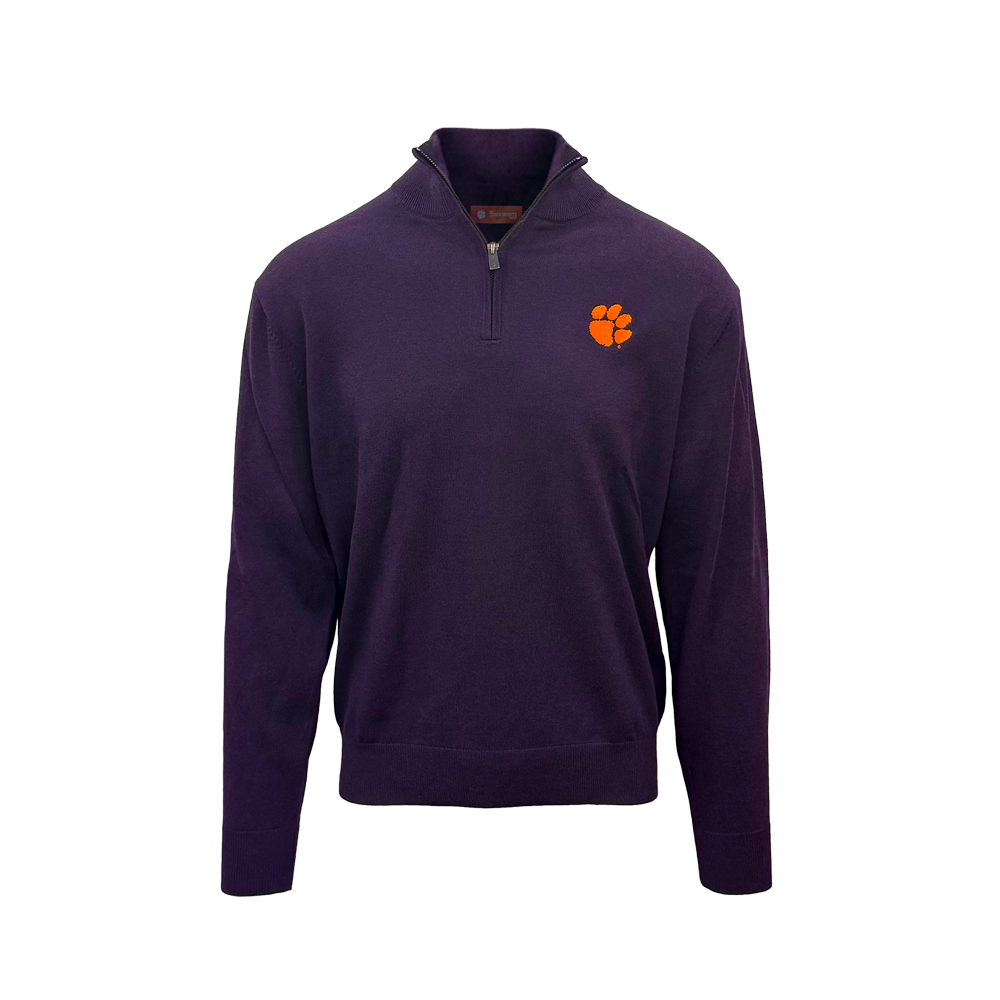 Tiger Sports Shop Men’s Quarter-Zip Golf Sweater - PURPLE