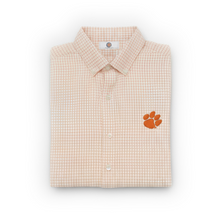 Tiger Sports Shop Stretch Grid Button Down Shirt - ORANGE