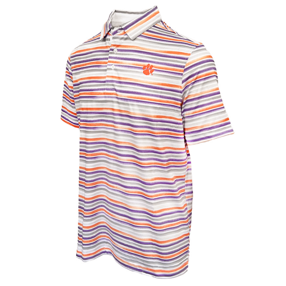 Tiger Sports Shop Watercolor Stripe Polo - ORG/PUR