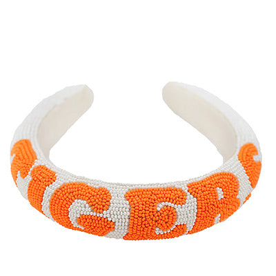 White Beaded Tigers Headband