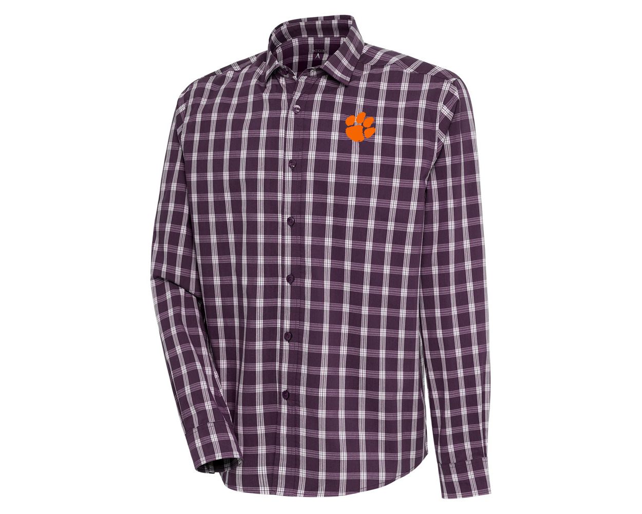 Clemson Antigua Carry Untuckit Long Sleeve Woven Dress Shirt