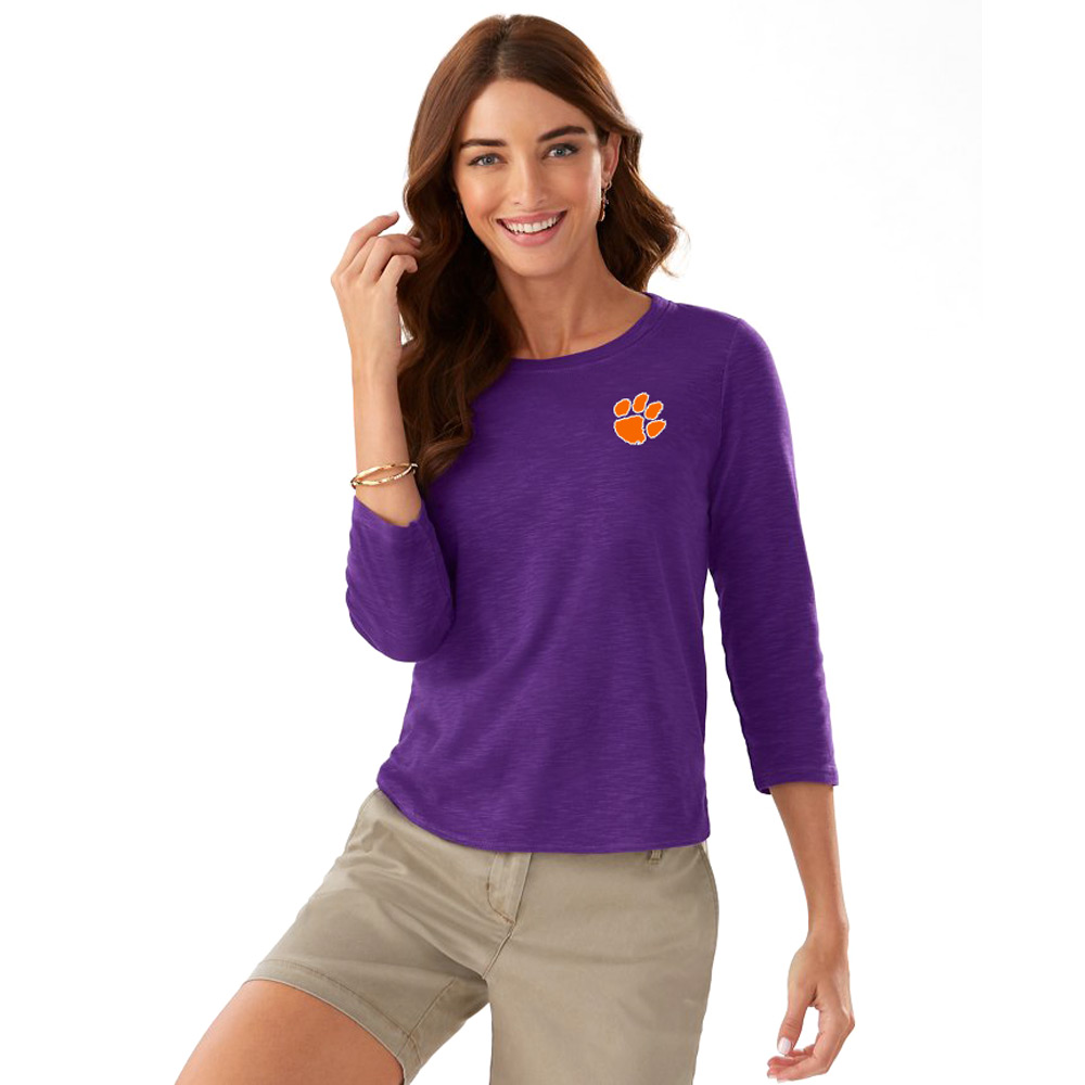 Clemson Tommy Bahama Ashby Isles Rib 3 4 Sleeve