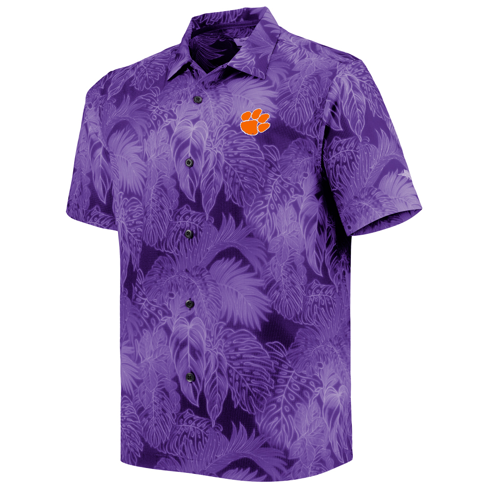 Clemson Tommy Bahama Coast Luminescent Fronds Camp Shirt