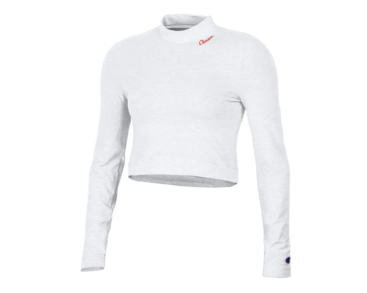 Clemson Champion Women s Fitted Long Sleeve Mock Neck Cropped Tee