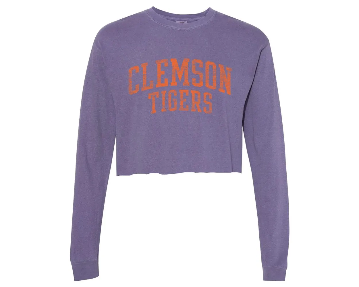 Clemson Comfort Colors Women s Distressed Long Sleeve Crop Tee
