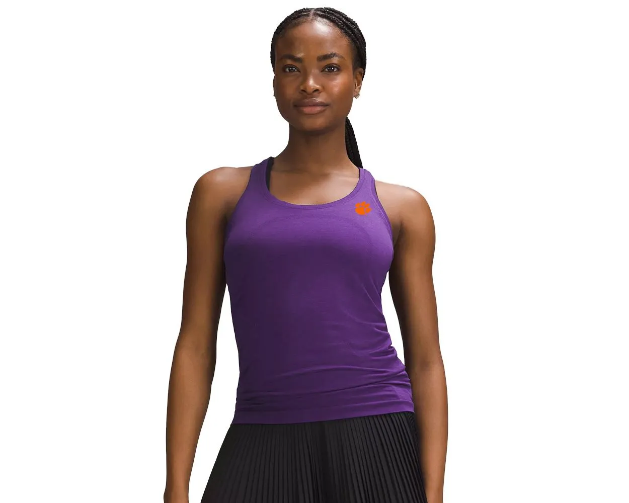 Purple racerback tank top shop