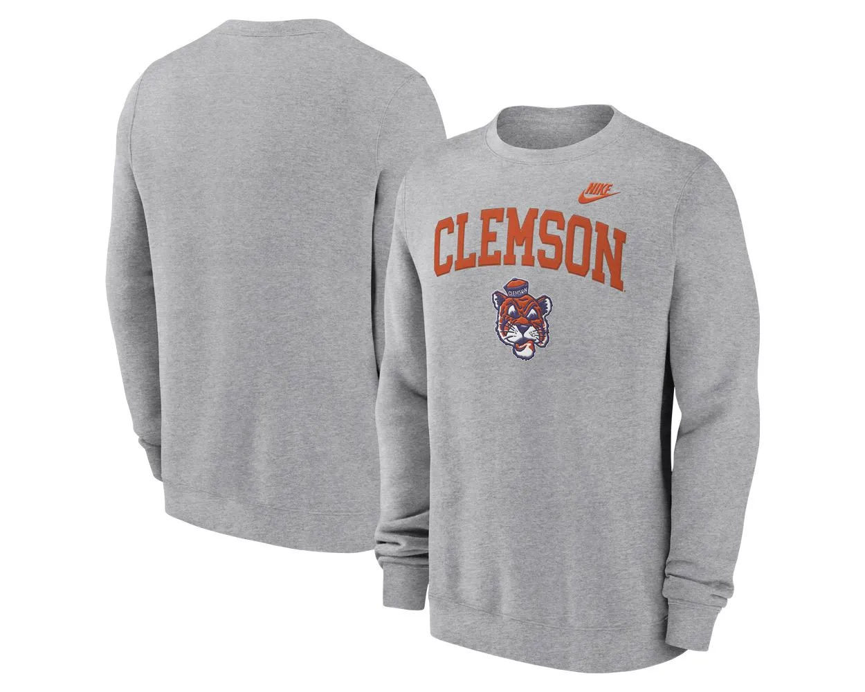 Clemson Nike Club Arch Vault Tiger Face Crew