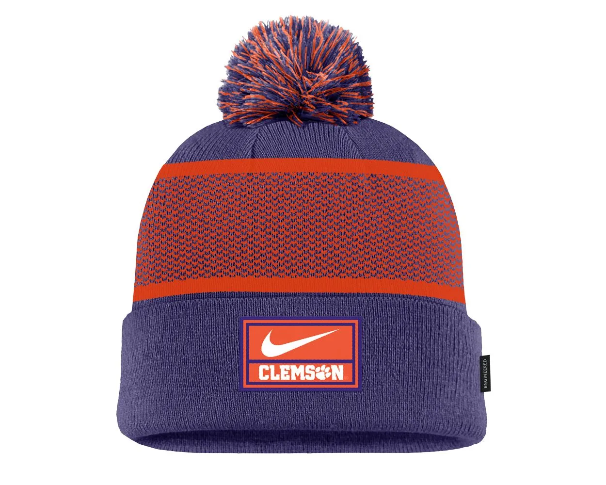 Clemson Nike Peak Patch Cuff Pom Beanie