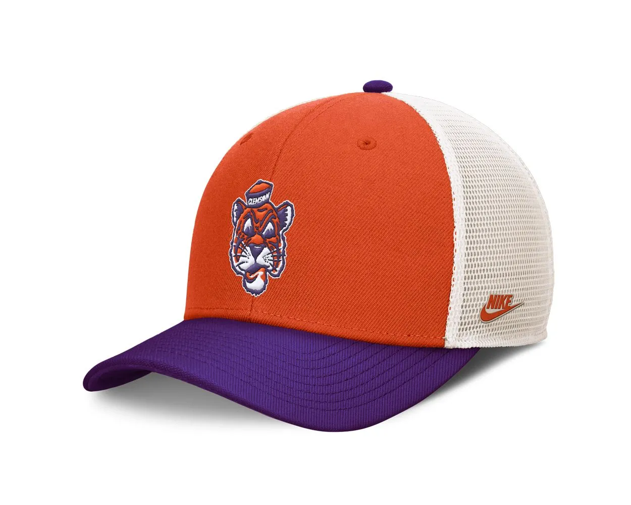Clemson Nike Vault Tiger Face 3 Color Trucker Cap