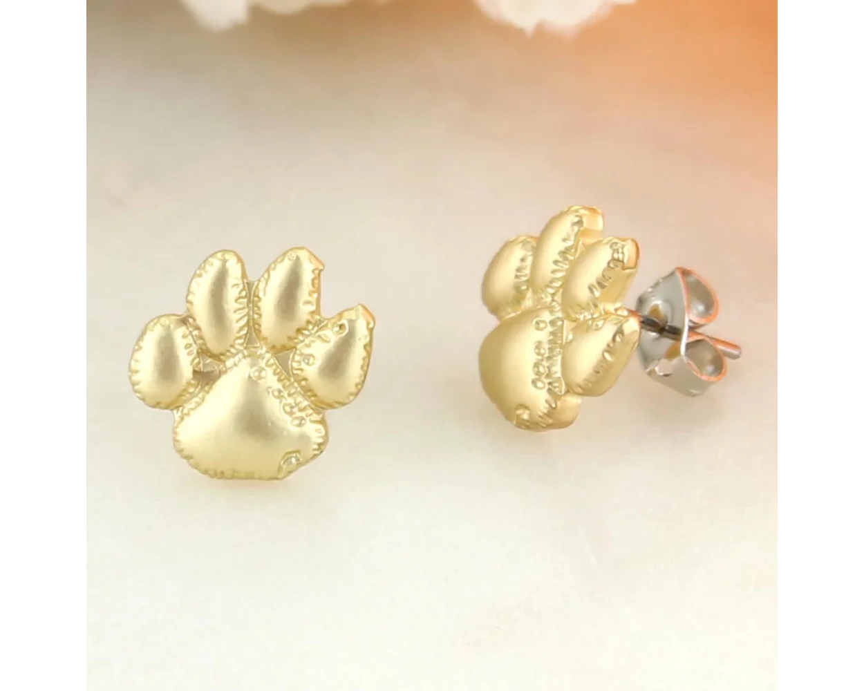 Matte gold stud earrings sales